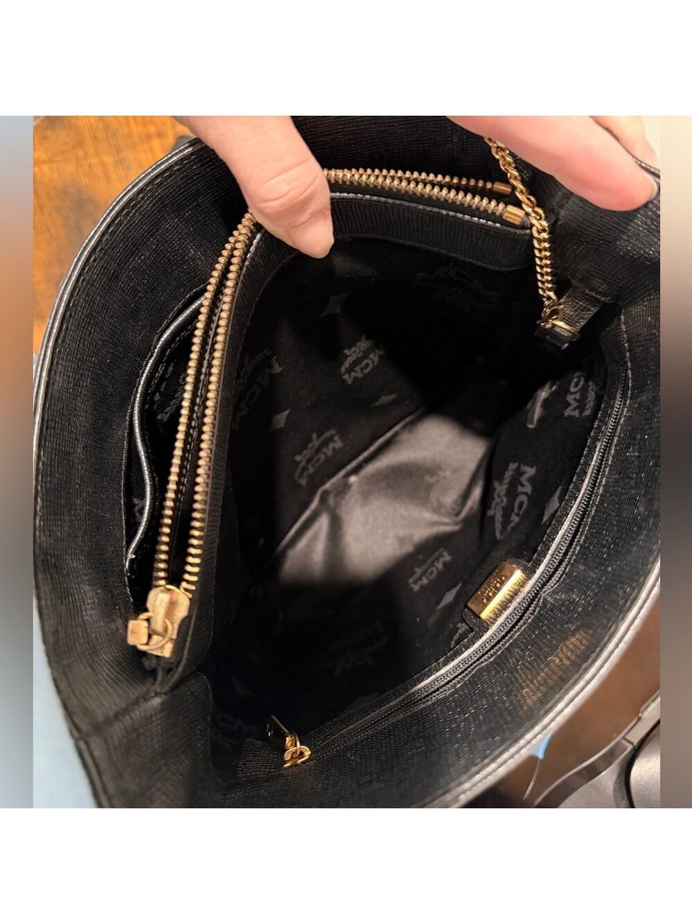 MCM Black Saffiano Leather Bucket Bag with Mini Pouch - Picture 8 of 10